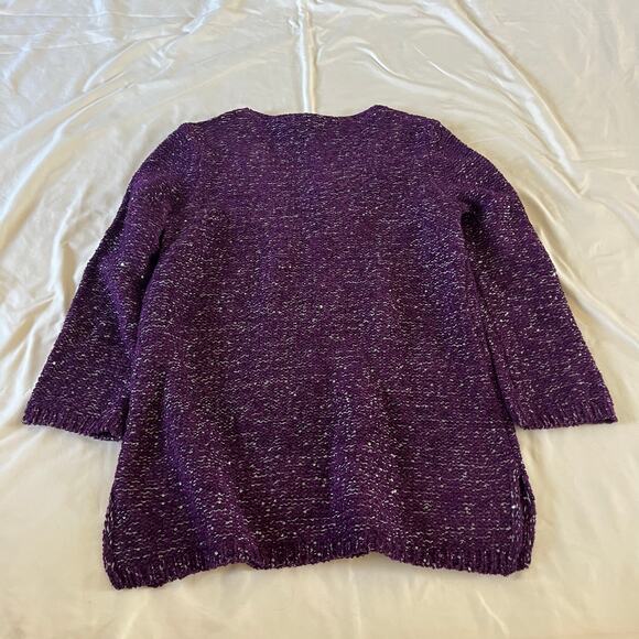 NWT Chicos Purple Sparkle Sequin Pullover Sweater Sz 0 / XS Casual Event - Picture 9 of 9
